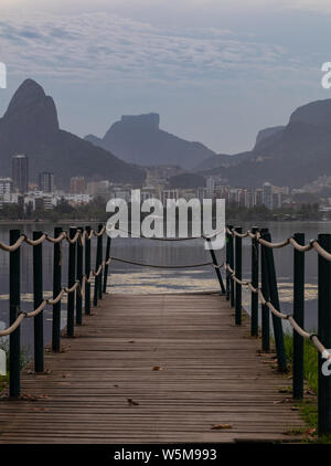 Cloudy day at the pier in Lagoa, Rio de Janeiro Stock Photo