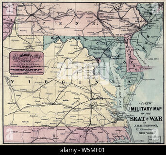Civil War Maps 0016 A new military map of the seat of war Rebuild and Repair Stock Photo