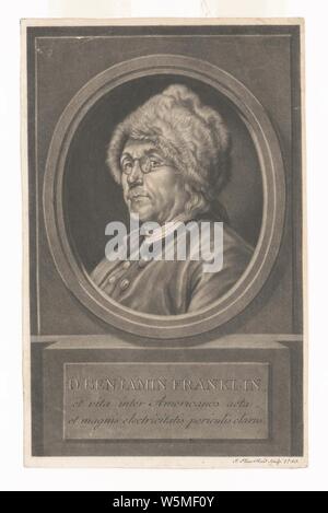 D. Benjamin Franklin, et vita inter Americanos acta, et magnis electricitatis periculis clarus - J. Elias Haid sculp., 1780. Stock Photo