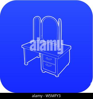 Dressing table with a mirror icon blue vector Stock Vector