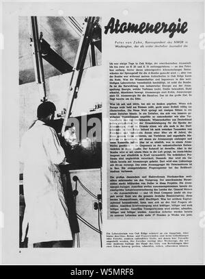 First page of the article, From the New World, featured in a German publication relating to Oak Ridge and the atomic bomb. Stock Photo