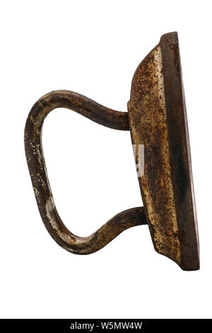 Old vintage cast iron iron. Isolate on white background. Stock Photo