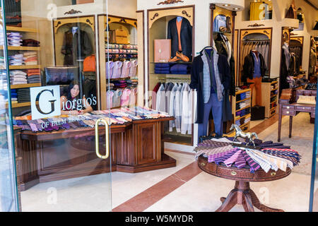 Florida Palm Beach Worth Avenue,Giorgio's boutique store businesses,upscale luxury shopping retail men's clothing,display sale, Stock Photo