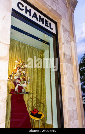 Palm Beach Florida,Worth Avenue,Chanel,haute couture,boutique,shopping shopper shoppers shop shops market markets marketplace buying selling,retail st Stock Photo