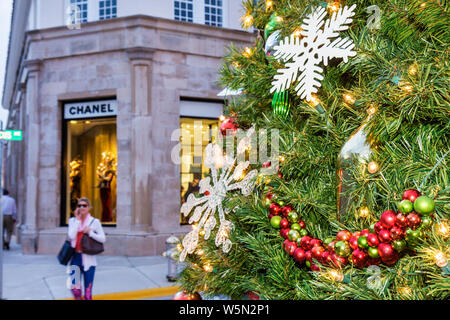 Palm Beach Florida,Worth Avenue,Chanel,boutique,shopping shopper shoppers shop shops market markets marketplace buying selling,retail store stores bus Stock Photo