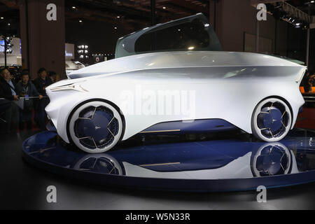 An Icona Nucleus self-driving electric concept vehicle is displayed during the 18th Shanghai International Automobile Industry Exhibition, also known Stock Photo