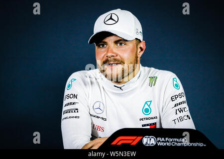 Finnish Formula One driver Valtteri Bottas of Mercedes attends a press conference after the qualifying session during the Formula 1 Heineken Chinese G Stock Photo