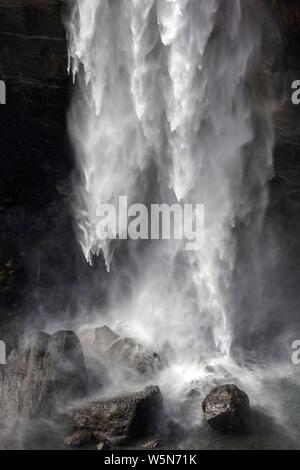 Haifoss waterfall, detailed view, Hekla, South Iceland, Iceland Stock Photo