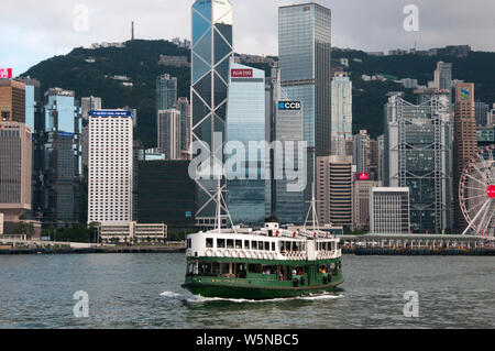 Star Ferry crossing Victoria Harbour, Hong Kong Island, China Stock Photo