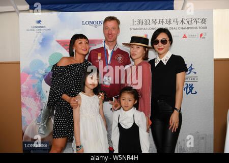 Dutch equestrian Jur Vrieling signs autographs for fans during the Shanghai Grand Prix of the 2019 Shanghai Longines Global Champions Tour in Shanghai Stock Photo