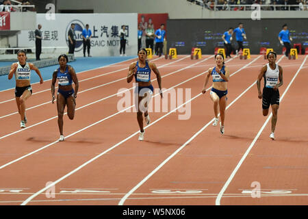 Runners compete in the 100m Women during the IAAF Diamond League Shanghai in Shanghai, China, 18 May 2019. Stock Photo