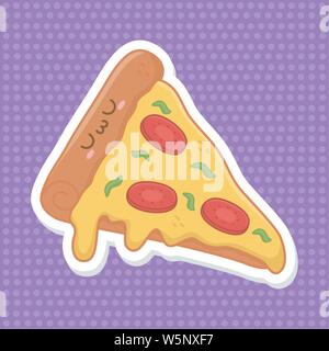 Pizza cartoon design, Kawaii expression cute character funny and emoticon theme Vector illustration Stock Vector