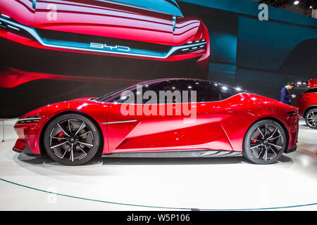 --FILE--A BYD E-SEED GT All-Electric Supercar is displayed during the 18th Shanghai International Automobile Industry Exhibition, also known as Auto S Stock Photo