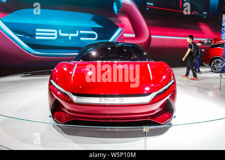 --FILE--A BYD E-SEED GT All-Electric Supercar is displayed during the 18th Shanghai International Automobile Industry Exhibition, also known as Auto S Stock Photo