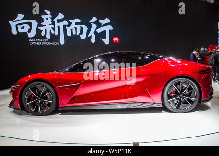 --FILE--A BYD E-SEED GT All-Electric Supercar is displayed during the 18th Shanghai International Automobile Industry Exhibition, also known as Auto S Stock Photo