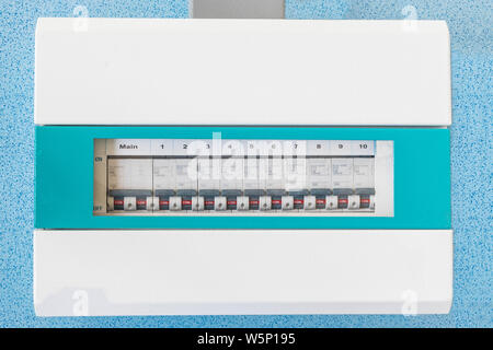The external structure consumer unit, circuit breaker. Stock Photo