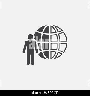 Global Management glyph icon. Monochrome style design simple element. Black color global management icon for web and mobile. Project Management Stock Photo