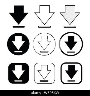 set of simple sign download icon Stock Vector