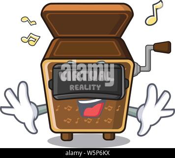 Virtual reality music box in the character shape vector illustration Stock Vector