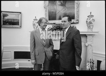 Jimmy Carter with Andrei Gromyko, Minister of Foreign Affairs of the Union of Soviet Socialist Republic. Stock Photo