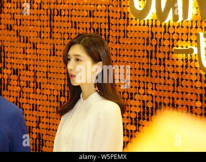 Chinese actress Jiang Shuying, also known as Maggie Jiang, attends a promotional event for Sunbites in Shanghai, China, 10 May 2019. Stock Photo
