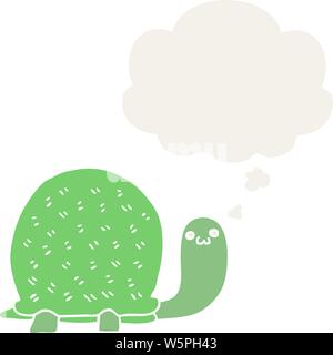 cute cartoon turtle with thought bubble in retro style Stock Vector