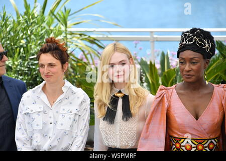 (From left) Cury members Italian film director Alice Rohrwacher, American actress Elle Fanning, and Senegalese actress and comedian Maimouna N'Diaye p Stock Photo