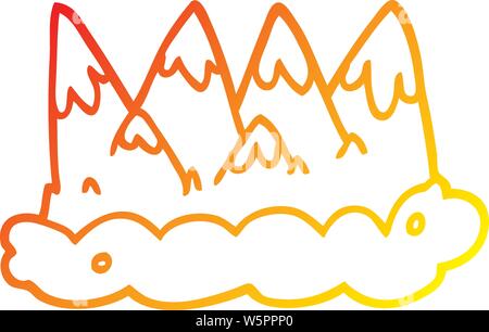 warm gradient line drawing of a cartoon mountains Stock Vector