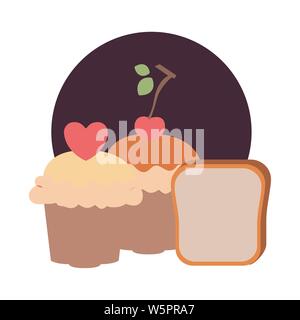delicious and fresh cake with cherry Stock Vector