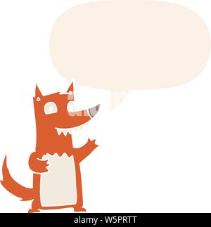 cartoon wolf with speech bubble in retro style Stock Vector