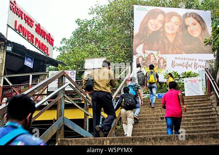 Lower Parel Railway Station foot overbridge entrance Mumbai Maharashtra India Asia Stock Photo