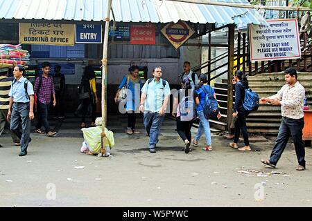 Lower Parel Railway Station entrance Mumbai Maharashtra India Asia Stock Photo