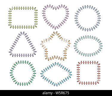 Stitch border brushes. Vector set Stock Vector