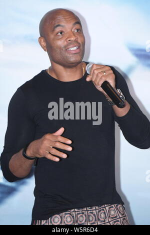 Former UFC Middleweight Champion Anderson Silva attends a press conference for new movie 'The Invincible Dragon' in Shanghai, China, 20 June 2019. Stock Photo