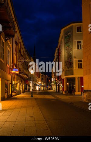 BAD ISCHL, AUSTRIA - JULY 07 2019: Night view of Bad Ischl, an Austrian spa town east of Salzburg known as a gateway to the Alpine lakes and mountains Stock Photo