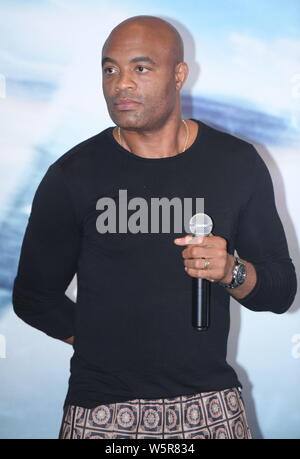 Former UFC Middleweight Champion Anderson Silva attends a press conference for new movie 'The Invincible Dragon' in Shanghai, China, 20 June 2019. Stock Photo