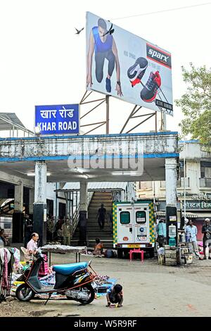 Khar Road Railway Station Mumbai Maharashtra India Asia Stock Photo