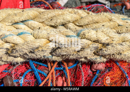 Close Up Of Colorful Braided Rope Made Into Doormats And