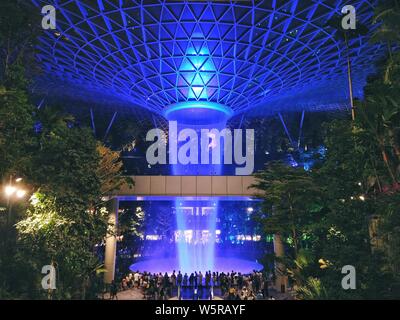 changi singapore jewel tallest pla complex airport featuring landscape june waterfall indoor alamy