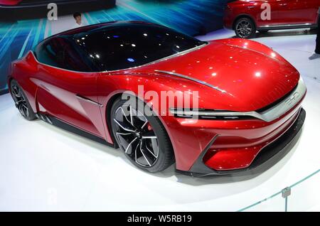 --FILE--A BYD E-SEED GT All-Electric Supercar is displayed during the 18th Shanghai International Automobile Industry Exhibition, also known as Auto S Stock Photo