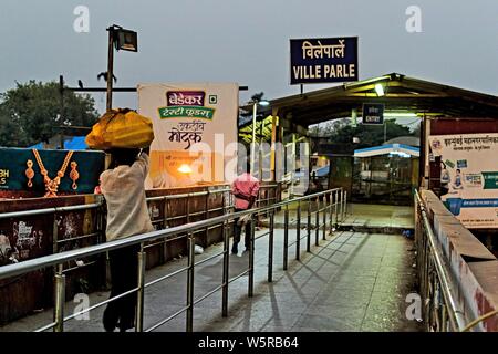 Vile Parle Railway Station overbridge entrance Mumbai Maharashtra India Asia Stock Photo