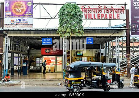 Vile Parle Railway Station entrance Mumbai Maharashtra India Asia Stock Photo