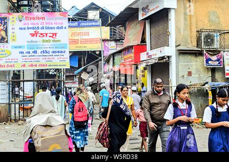 Jogeshwari Railway Station overbridge road entrance Mumbai Maharashtra India Asia Stock Photo