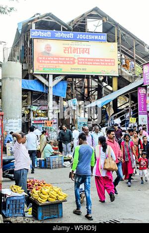 Jogeshwari Railway Station overbridge entrance Mumbai Maharashtra India Asia Stock Photo