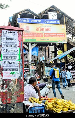 Jogeshwari Railway Station overbridge entrance Mumbai Maharashtra India Asia Stock Photo