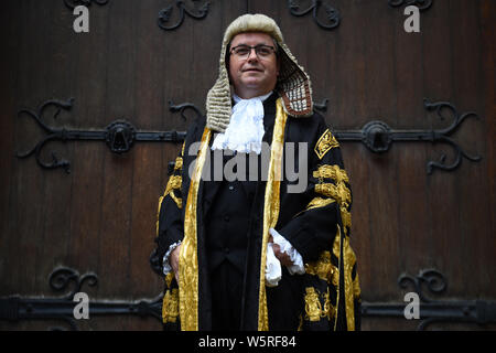 Robert Buckland QC arrives at the Royal Courts of Justice in London for his swearing in ceremony as Lord Chancellor. Stock Photo