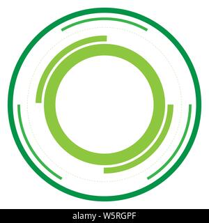 Green version - Random circles with dashed lines, Randomness, circular concept Stock Vector