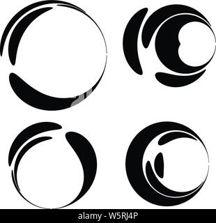 Set of 3 circle blobs, liquird like shapes, splatter, fluid dynamics Stock Vector
