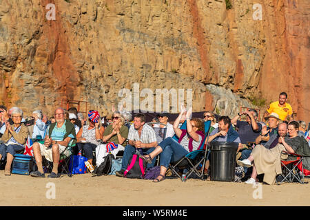 Lydbrook Brass Band play a 'Proms in the Quarry' at Barnhill Quarry, Forest of Dean, Gloucestershire. Event includes flypast to 'The Dambusters' Stock Photo