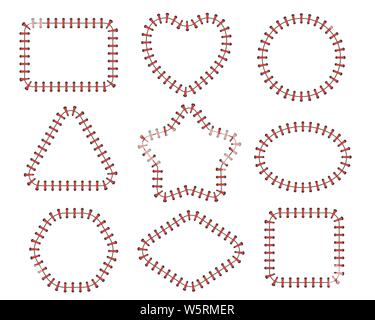 Stitch border brushes. Vector set Stock Vector